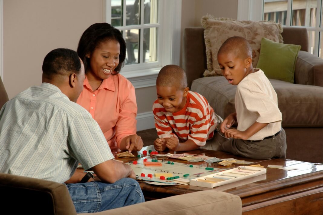 African family smiling together at home